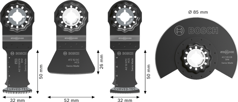 Bosch põranda- ja liitmike komplekt (4 osa) multitööriistaga lõikamiseks.